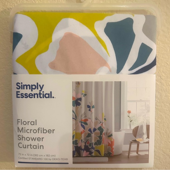 Simply Essential FLORAL Microfiber Shower Curtain - Picture 1 of 4
